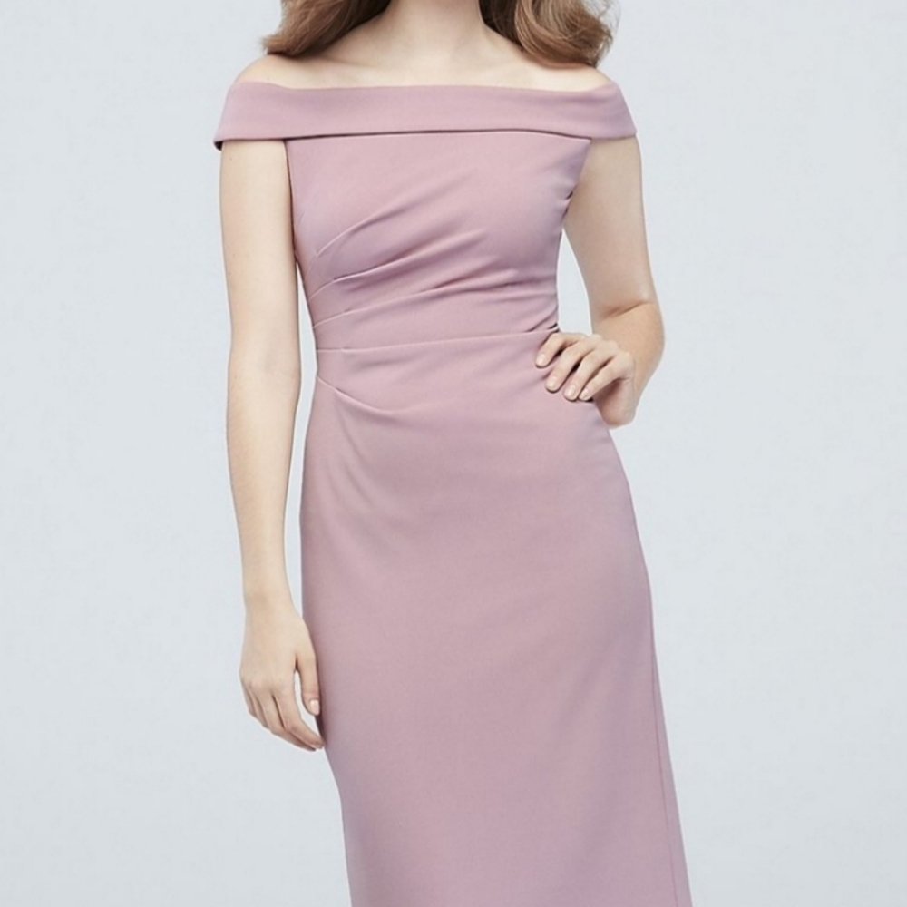 Off-the-Shoulder Dusty Rose Bridesmaids Dress